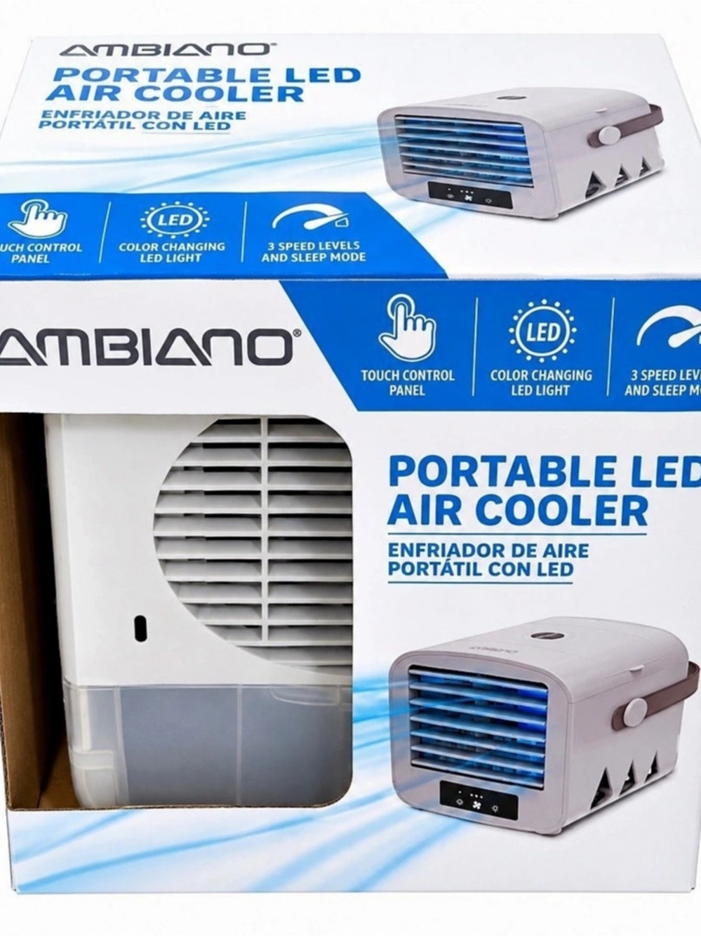 Ambiano Portable LED Air Cooler White & Blue